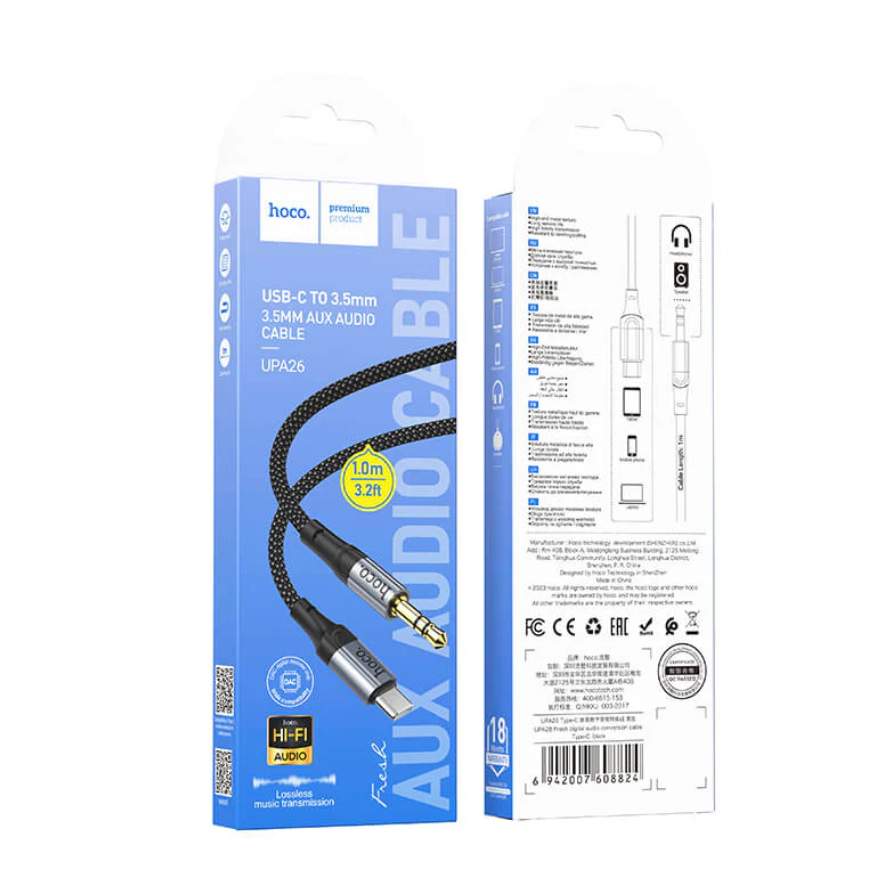 Hoco USB C to 3.5mm Aux Cable UPA26 Packaging
