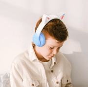 HOCO W42 blue and white Bluetooth cat ear headphones with LED lights