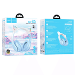 HOCO W42 blue and white Bluetooth cat ear headphones with LED lights
