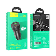 Hoco Z49B Dual-Port Car Charger 38W | USB-C PD & USB-A QC Fast Charging