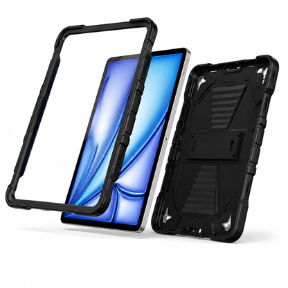 Black phone case with screen protector on a white background