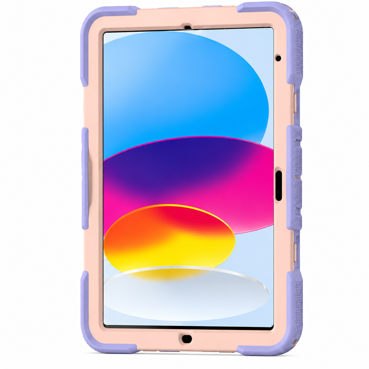 Phone case with a colorful screen display on a white background