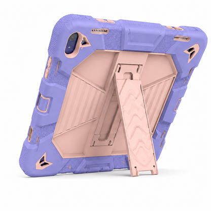 Purple phone case with a rose gold stand on a white background