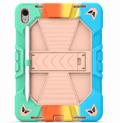 Colorful phone case with geometric design on a white background