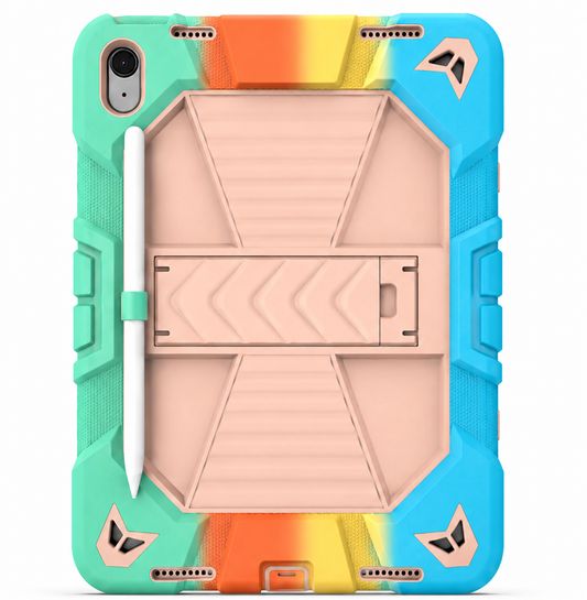Colorful phone case with geometric design on a white background