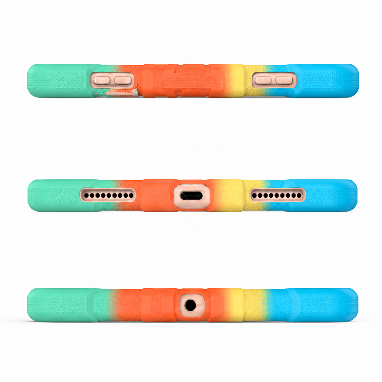 Colorful phone case with gradient design on a white background