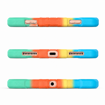 Colorful phone case with gradient design on a white background