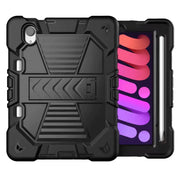iPad Mini 6 / 7 Rugged Case – Shockproof Cover Stand & Pencil Holder - Black