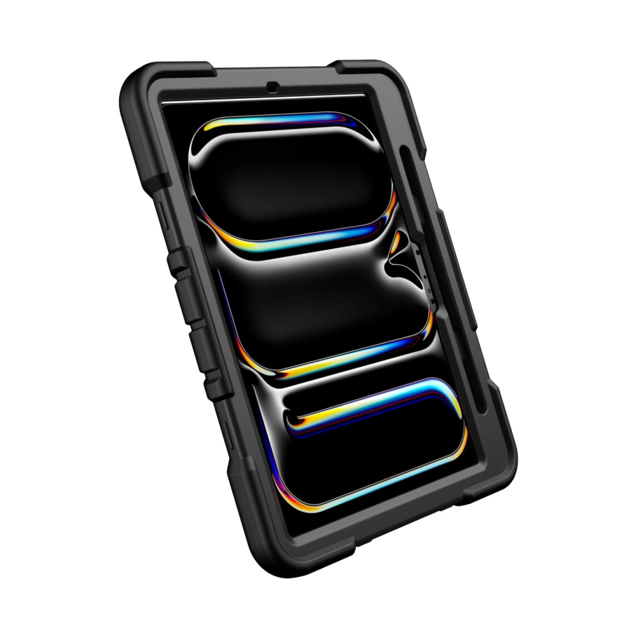 Black phone case with reflective interior on a white background