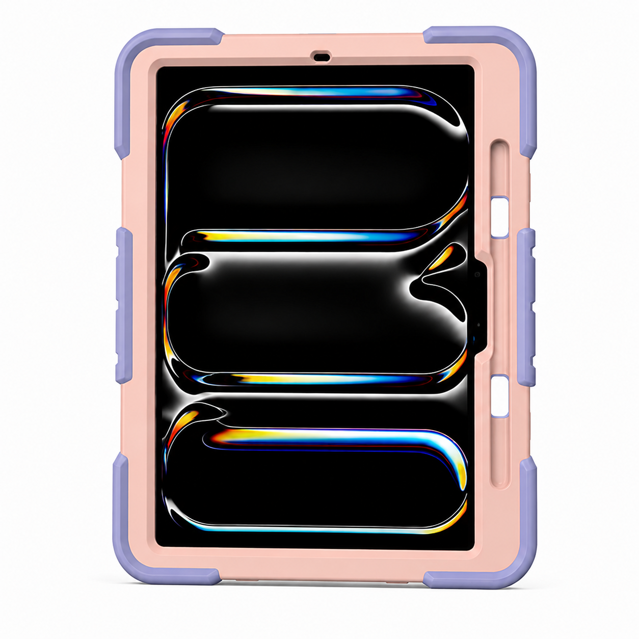 Phone case with a colorful abstract design on a black background