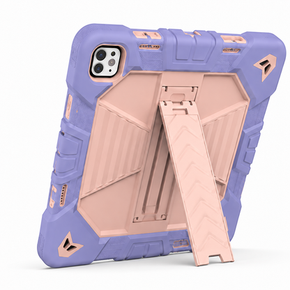 Phone case with purple and rose gold design on a white background