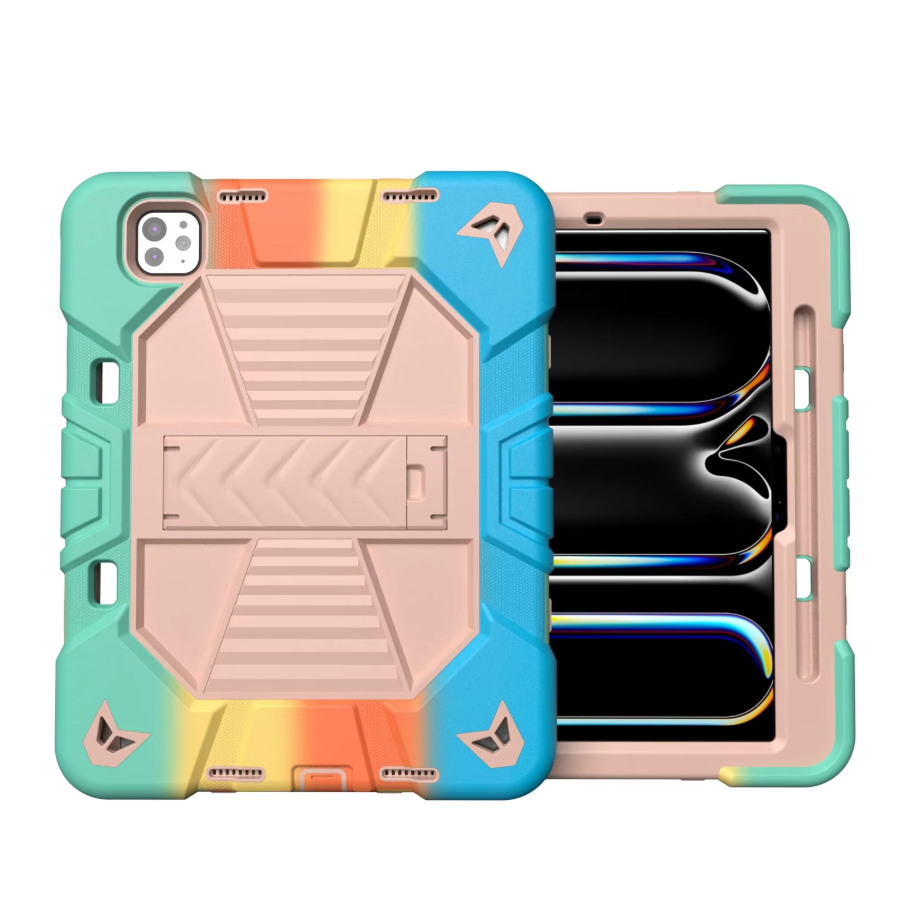 Colorful phone case with a geometric design on a white background