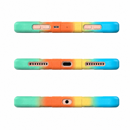 Colorful phone case with gradient design on a white background