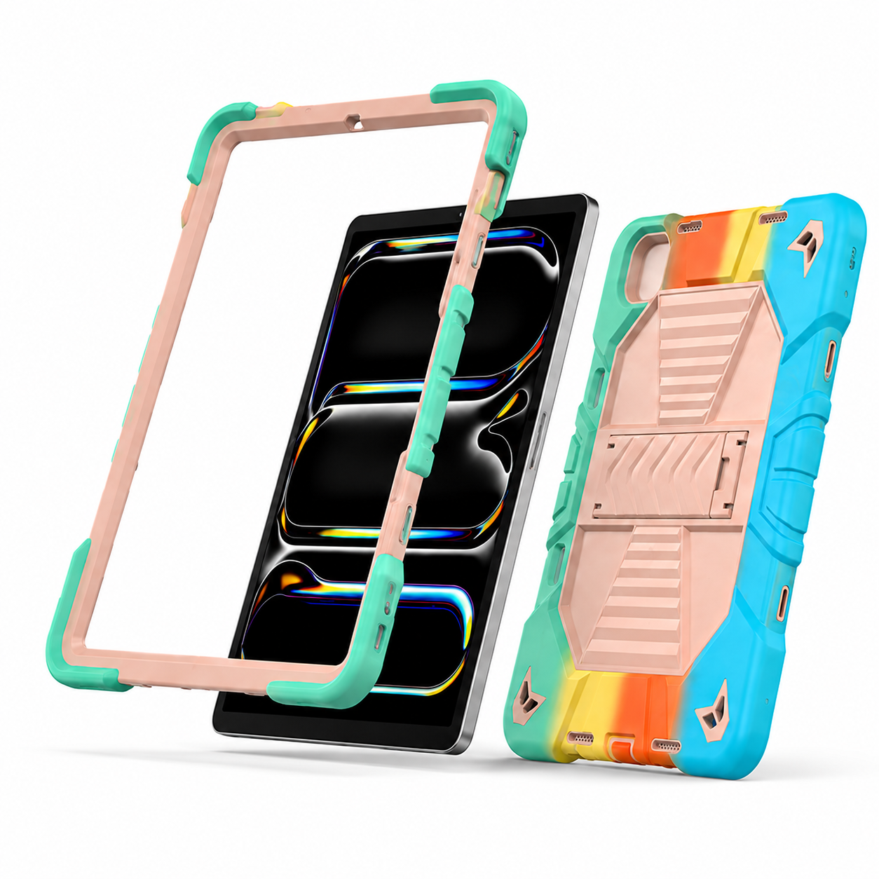 Colorful phone case with a gradient design on a white background