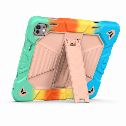 Colorful phone case with a stand feature on a white background