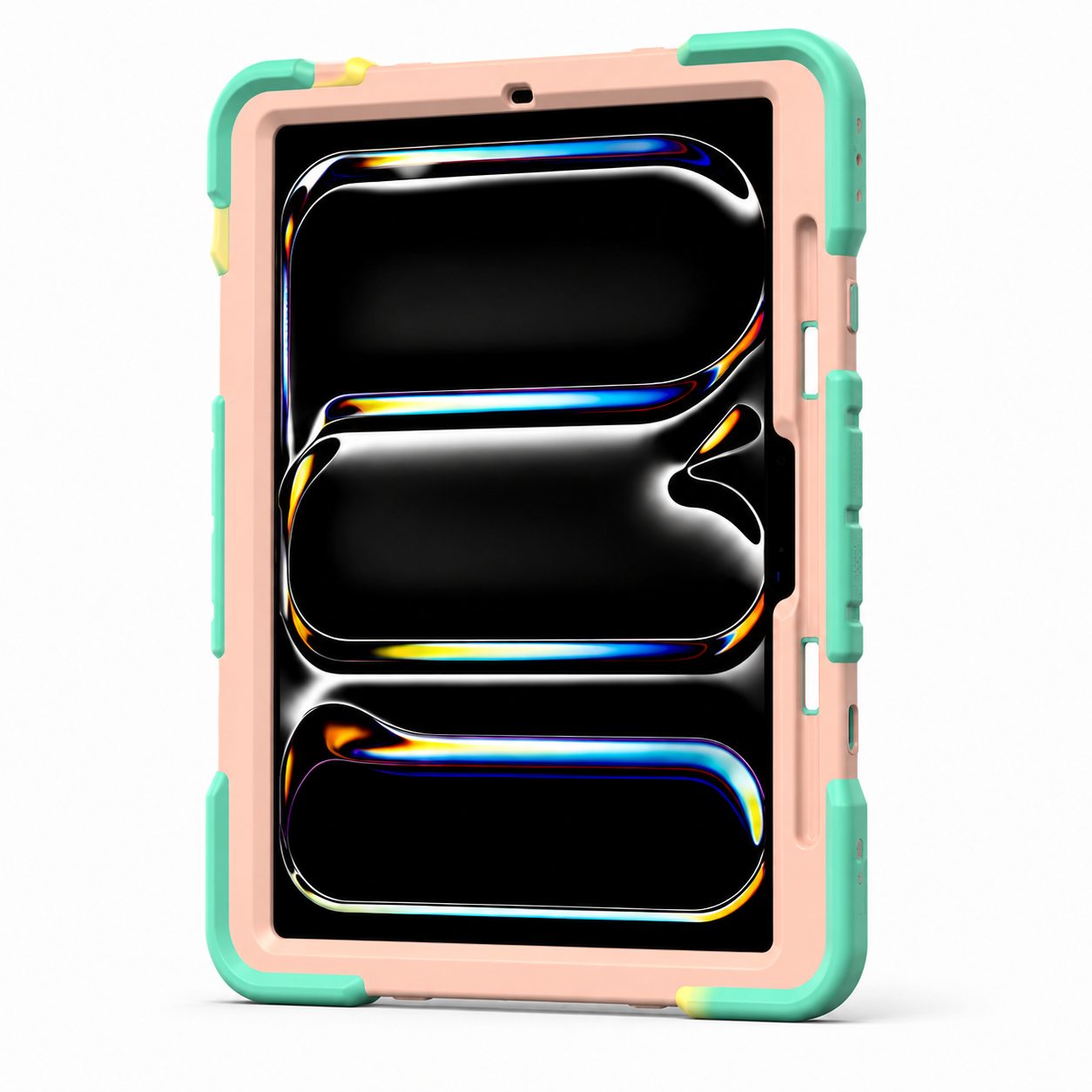 Phone case with a colorful border on a white background