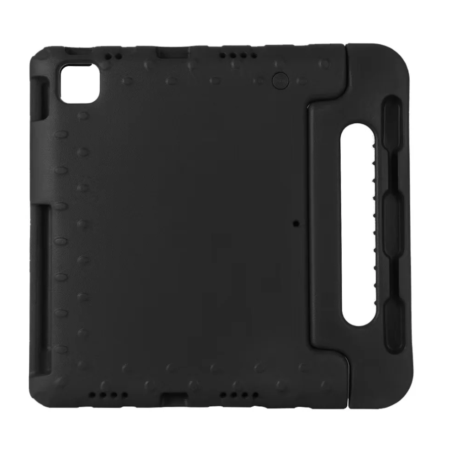 Black rugged case for a tablet on a white background