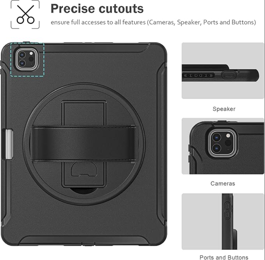 Black phone case with precise cutouts for camera, speaker, ports, and buttons on a white background.