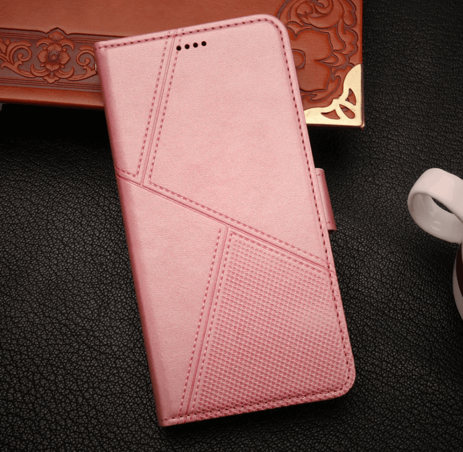 iPhone 11 wallet case with back magnet closure and card slots pink