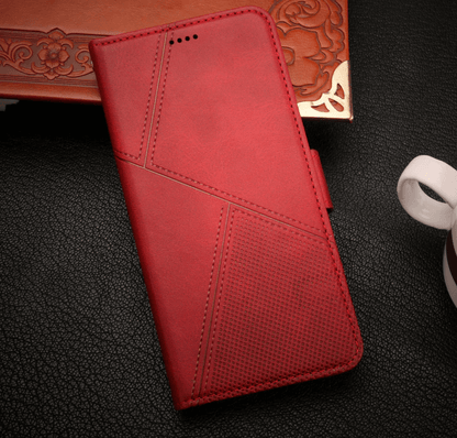 iPhone 11 wallet case with back magnet closure and card slots wine