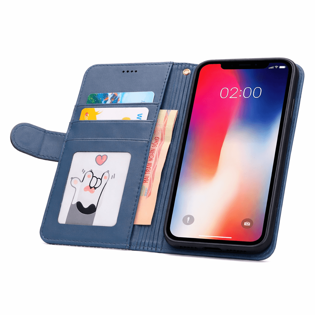 iPhone 11 Pro Flip Wallet Case Cowhide Dot Pattern 