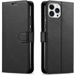 iPhone 12 Pro Max Flip PU Leather Wallet Case (Black) - Mobile Phone