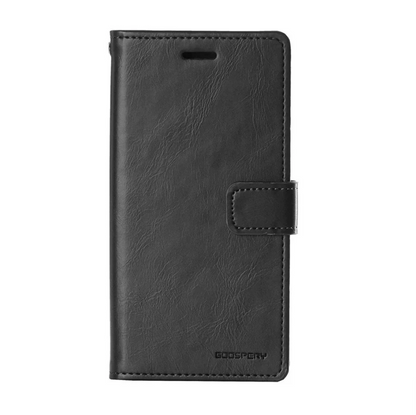 Black phone wallet case with 'GOODSERY' branding on a white background