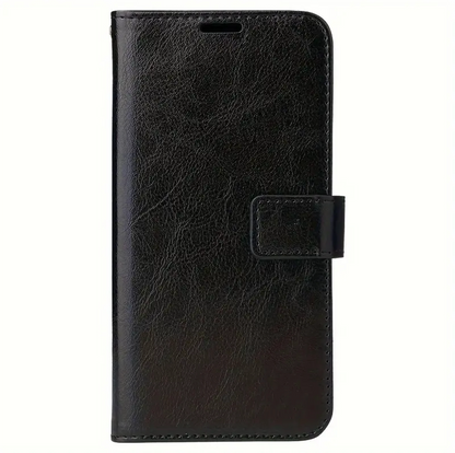 Black phone wallet case on a white background
