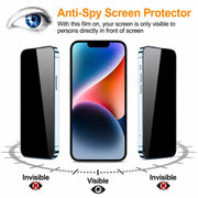 iPhone 13 Pro Max Privacy Tempered Glass Screen Protector (2 Pack) – 9H HD Anti-Spy 2.5D Rounded Edge Impact & Scratch