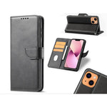 iPhone 13 Pro Max Wallet Case – Slim Leather Flip Cover - Black