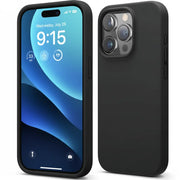 iPhone 14 Pro Max Silicone Case – Soft Protective Cover (Black Blue Red) - Black