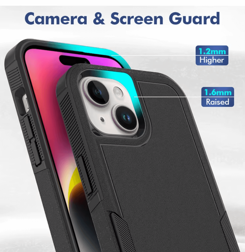 iPhone 15 armor hard case for camera & screen guard