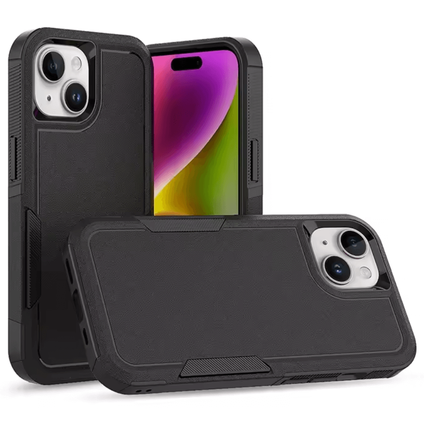 iPhone 15 plus dual layer armor hard case black