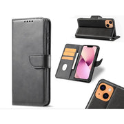 iPhone 15 Plus Wallet Case – Slim Leather Flip Cover with Card Holder - Black