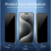 iPhone 15 Privacy Tempered Glass Screen Protector (2 Pack) – 9H HD Anti-Spy 2.5D Rounded Edge Impact & Scratch Resistant