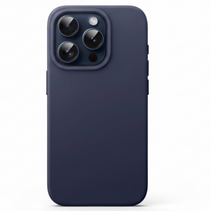 Navy blue phone case with camera cutout on a white background
