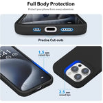iPhone 15 Pro Max Silicone Case – Soft Protective Cover (Black Blue Red)