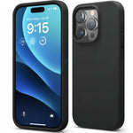 iPhone 15 Pro Max Silicone Case – Soft Protective Cover (Black Blue Red) - Black