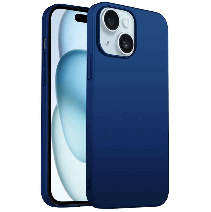 Blue phone case on a white background