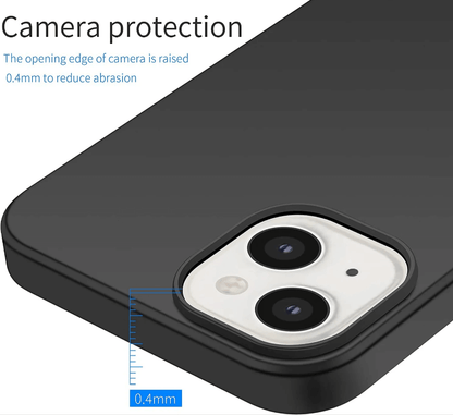 Phone case with camera protection feature showing raised edge to reduce abrasion.