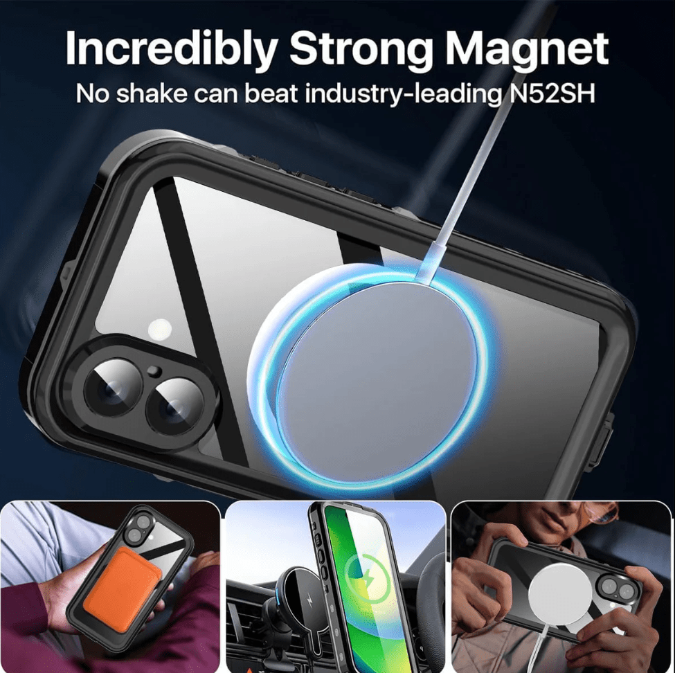iPhone 16 Shockproof Waterproof Case with Clear Back