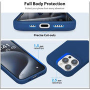 iPhone 16 Pro Max Silicone Case – Soft Protective Cover (Black Blue Red)
