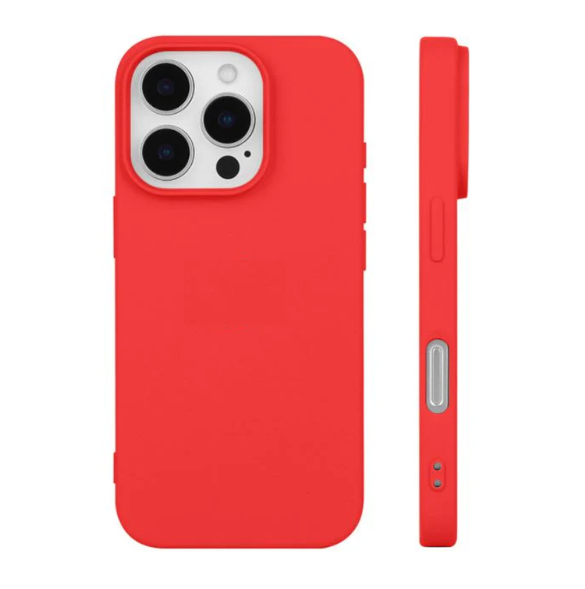 Red phone case with side view on a white background