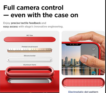 Red phone case with text about camera control and engineering
