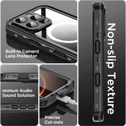 Rugged waterproof case with clear back for iPhone 16 Pro