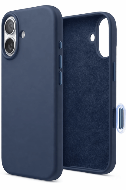 Navy blue phone case with a textured finish on a white background