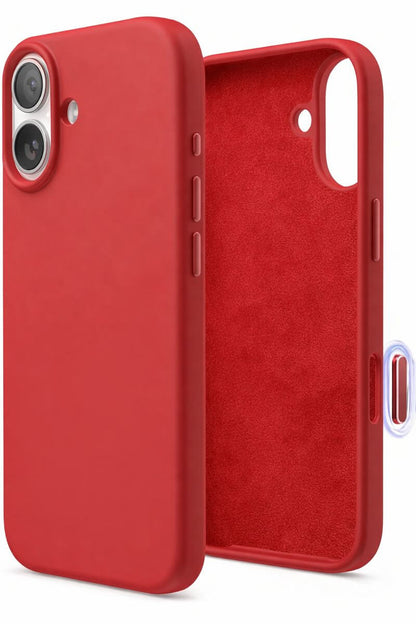 Red phone case with a textured back on a white background
