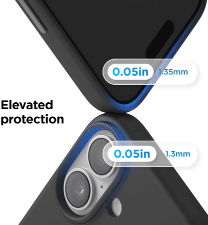 Phone case with elevated protection feature shown on a white background