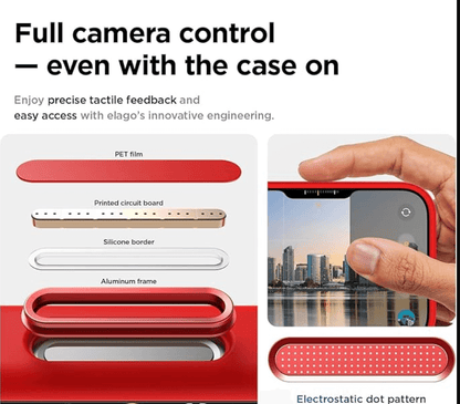 Red phone case with text about camera control and engineering