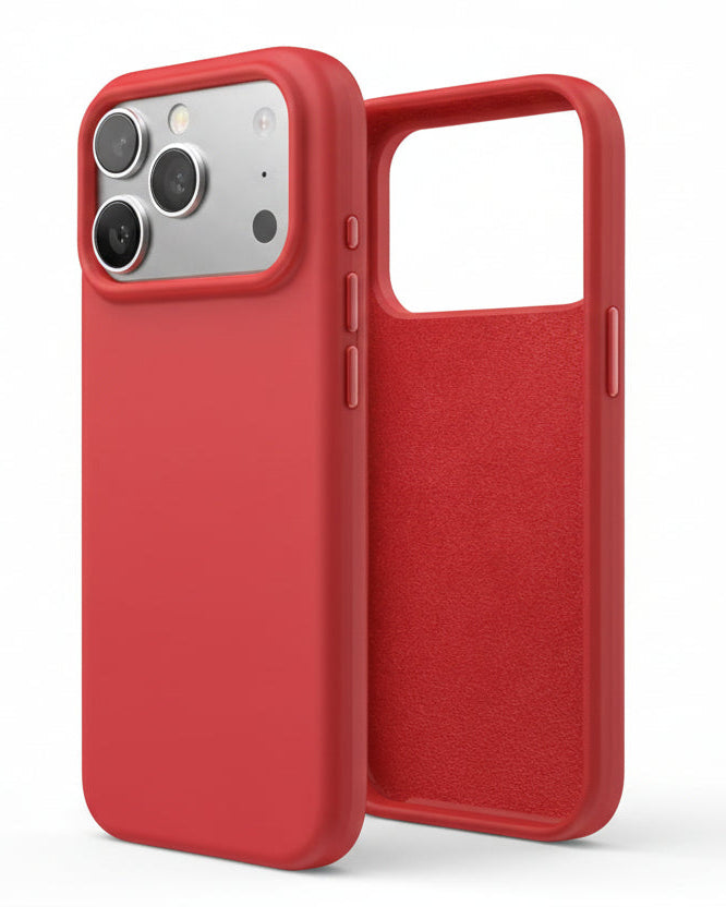 Red phone case with a handle on a white background
